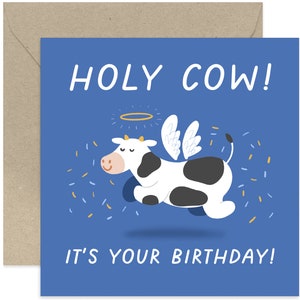 Holy Cow It&#39;s Your Birthday Card - Fun Birthday Card for Her - Funny Birthday Card - Birthday Card - Cow Birthday Card - Funny