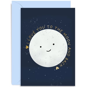 I Love You To The Moon and Back Card - Anniversary Card - Love Card - Valentine&#39;s Day Card - I Love You Card - For Him - For Her