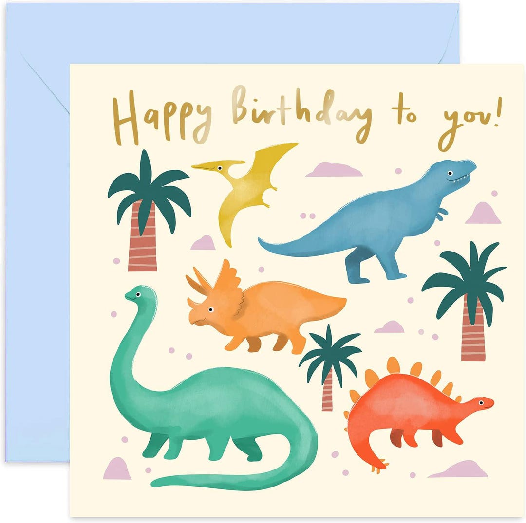 Jolie Carte D'anniversaire Dinosaure Pour Garçons Ou Filles