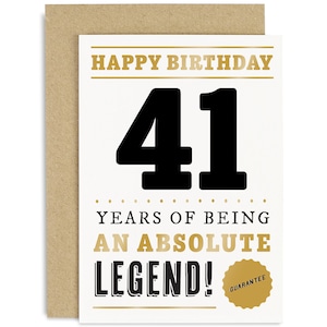 41 Years Legend Card - 41st Birthday Card for Him - 41st Birthday Card - Funny 41st Birthday Card - Joke 41st Birthday - 41st Birthday