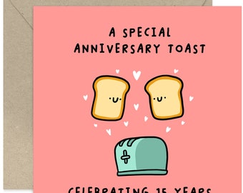 Une carte spéciale toast du 15e anniversaire - carte d'anniversaire de mariage - carte d'anniversaire - carte pour couple - jolie carte - carte du 15e anniversaire