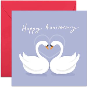 Happy Anniversary Swan Card - Fun Anniversary Card for Her and Him - Cute Anniversary Greeting Card - Anniversary Card - Love Card - Couple