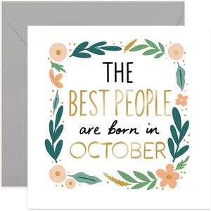 Best People Born in October Card - Birthday Card - October Birthday Card - Card For Friends - Happy Birthday Card - Born in October