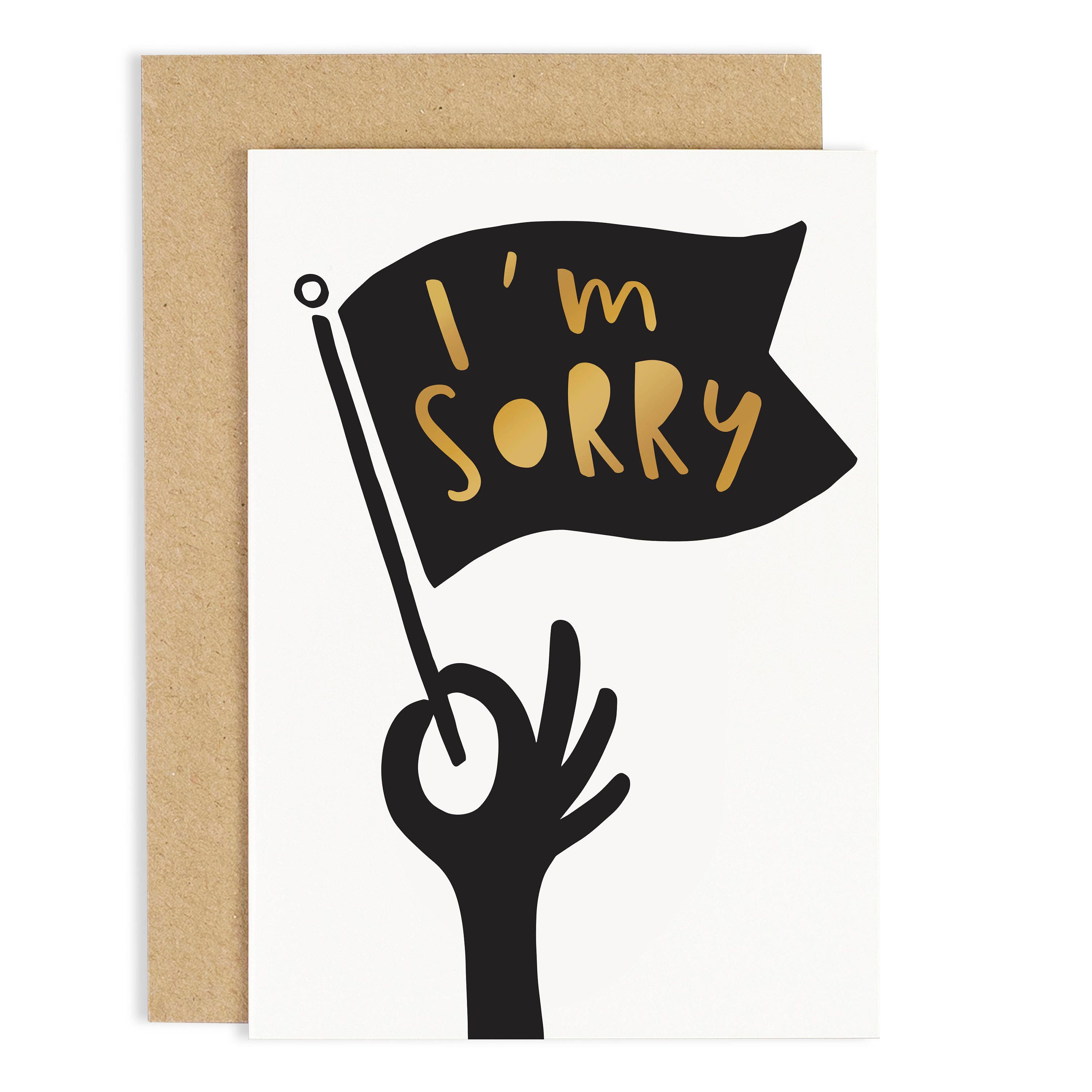 I'm Sorry Card: Gold Foil Flag Sympathy Card - Etsy