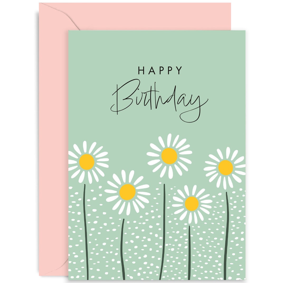 Happy Birthday Daisy Card - Cute Birthday Card - Birthday Card - Floral ...