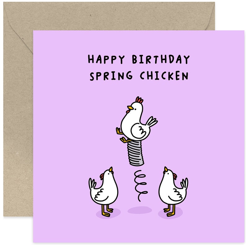 Carte d'anniversaire de poulet de printemps carte de joyeux anniversaire carte pour la famille et les amis carte d'anniversaire drôle poulet de printemps carte de printemps image 1