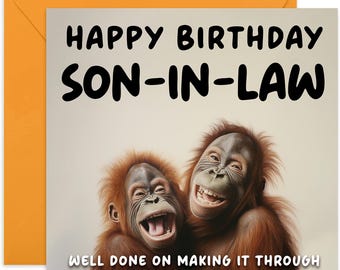Carte d'anniversaire singe gendre - carte d'anniversaire drôle - carte d'anniversaire gendre - carte pour gendre - carte d'anniversaire de famille
