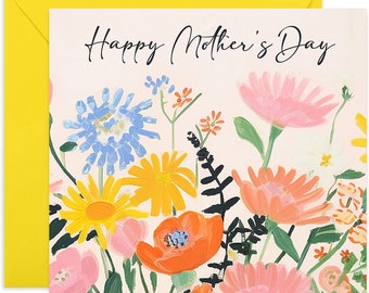 Happy Mothers Day Flower Print Card - Mothers Day Card - Fun Card for Her - Cute Card - Card For Mum - Mothers Day - Floral Flower Card