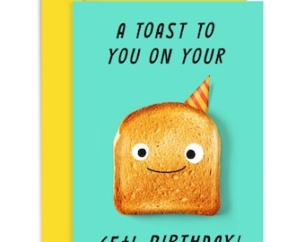 A Toast On Your 65th Birthday Card - Birthday Card for Her - Birthday Card for Him - Funny Birthday Card  - Toast Joke Birthday Card