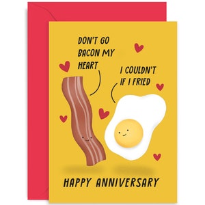 Bacon and Egg Anniversary Card - Anniversary Card - Love Card - Valentine&#39;s Day Card - Funny Love Card - Joke Love Card - For Him - For Her