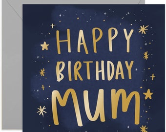 Happy Birthday Mum Star Card - Fun Birthday Card for Her - Birthday Card For Mum - Mum Birthday Card - Mother's Day Card - Galaxy Stars