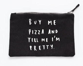 Buy Me Pizza Make Up Pouch - Canvas pouch - cosmetic pouch - pizza gift