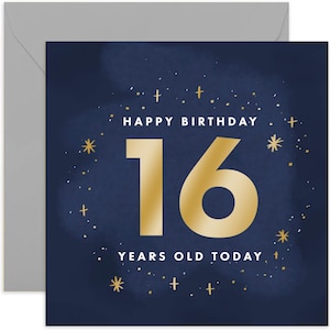 16th Birthday Stars Card - Happy 16th Birthday Card - 16th Birthday Card - Celebration Card - Funny Card - Birthday Card