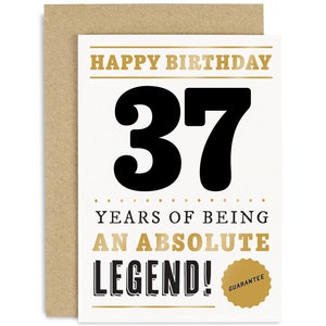 37 Years Legend Card - 37th Birthday Card for Him - 37th Birthday Card - Funny 37th Birthday Card - Joke 37th Birthday - 37th Birthday