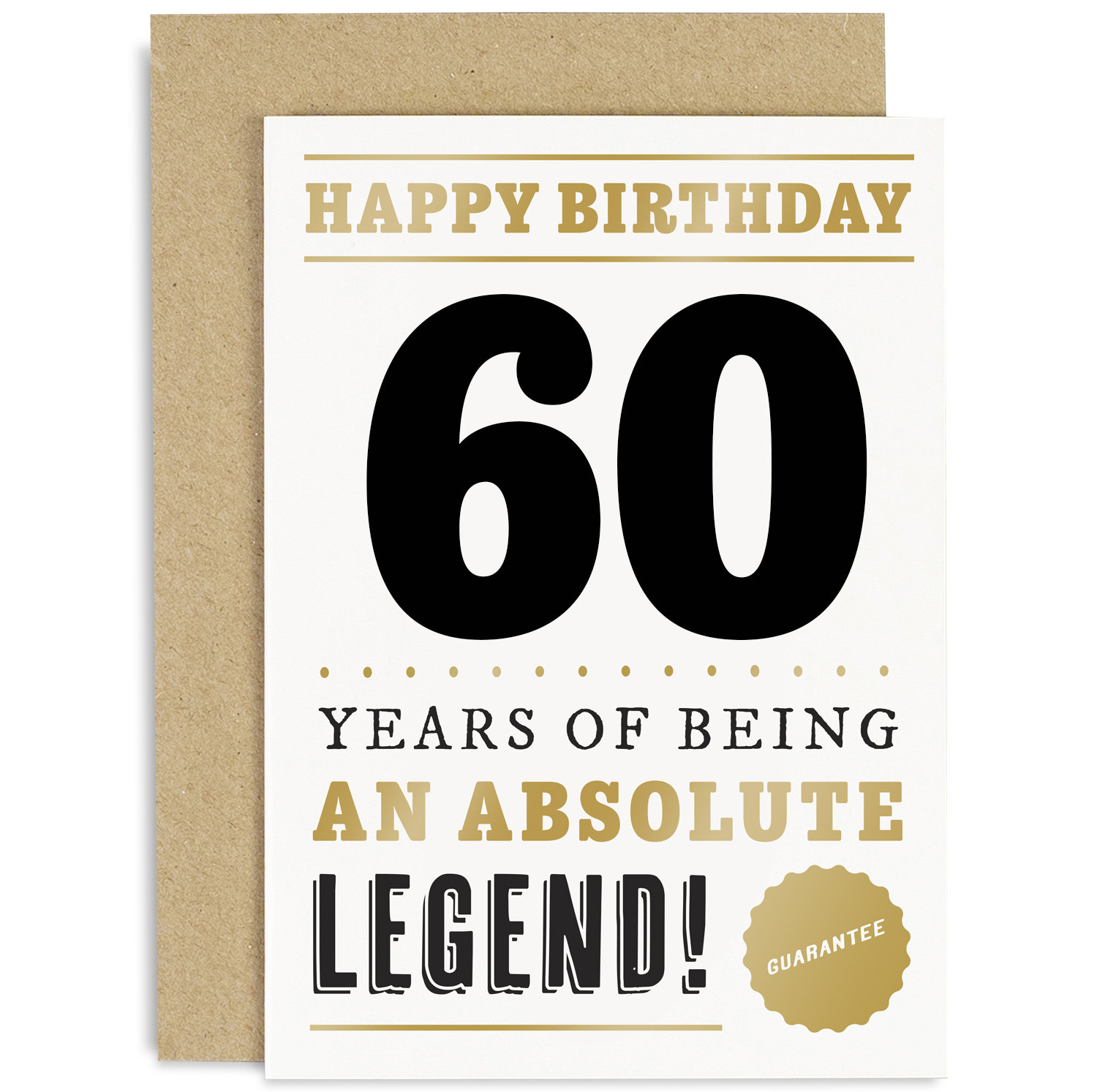 Tarjeta Cumpleaños Dorada 60 Años Old English Co. - Elegante, Brillante, Para Hombre O Mujer