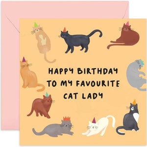 Happy Birthday To my Favourite Cat Lady Card - Fun Birthday Card - Cat Birthday Card - Card For Cat Lover - Birthday Card - Funny Card - Cat