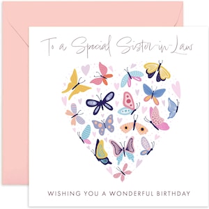 Special Sister-In-Law Birthday Card - Birthday Card for Her - Fun Birthday Card For Sister-in-Law - Sister-in-Law Birthday Card - Butterfly
