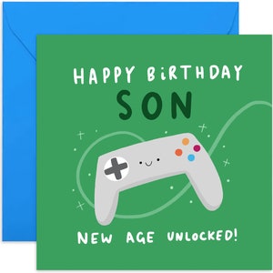 Son Level Up Gaming Birthday Card - Birthday Card for Son - Funny Card for Son - Son Gaming Card - Funny Card - For Him