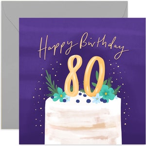 80th Birthday Cake Card - Fun Birthday Card for Her - 80th Birthday Greeting Card - 80th Birthday Card - 80th Birthday Card