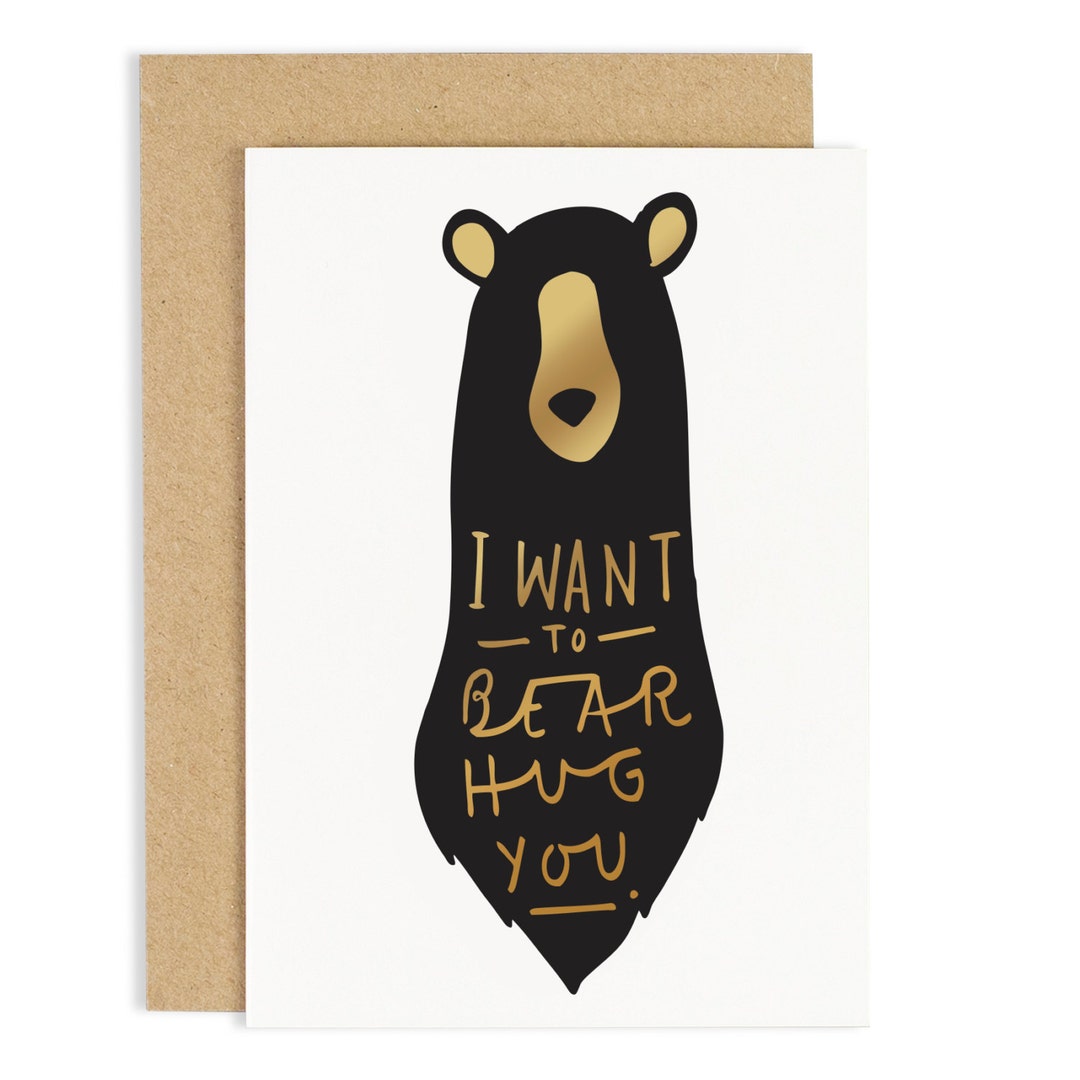 Bear Hug Card - Anniversary Card - Gold Foiled Pressed Card - CC37 - Etsy