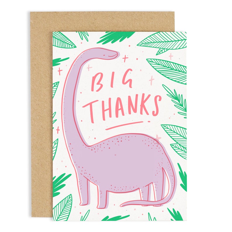 Big Thanks Card Thank You Card Colourful Card Fun Thanks Card Thanks Card Dinosaur Card CCB10 image 1