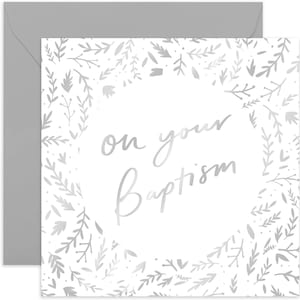 On Your Baptism Silver Card - Baptism Card - Cute Baptism Card - Card for Baptism - Baptism Card for Family - Religious Card