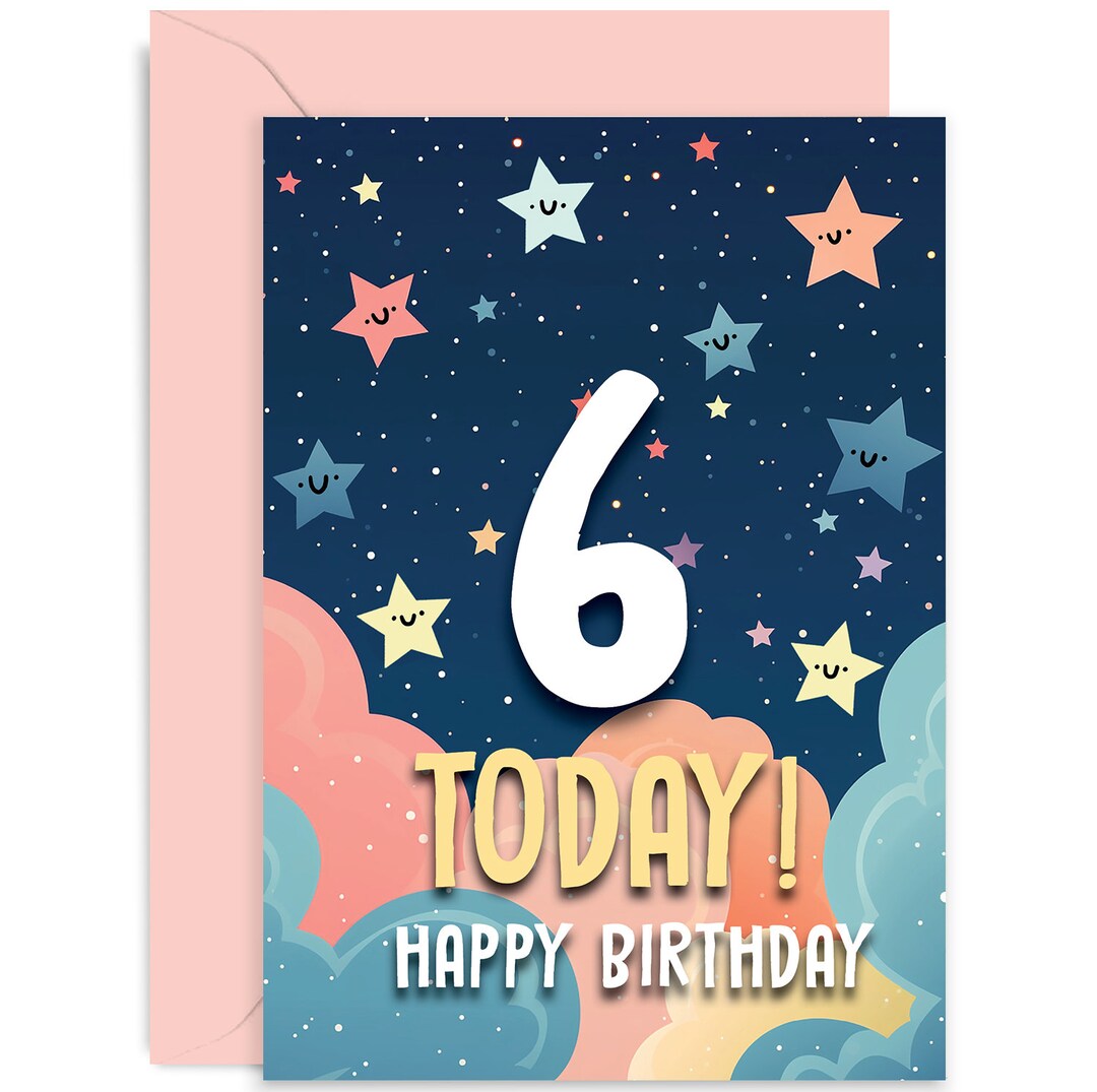 6 Today Birthday Card - Kids Birthday Card - Birthday Card - 6th ...