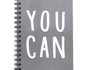 SALE: You Can Notebook - A5 Wiro Lined Pages Notebook - Notebook - Motivational Stationery - Planner - Notepad - gift for her - D/C