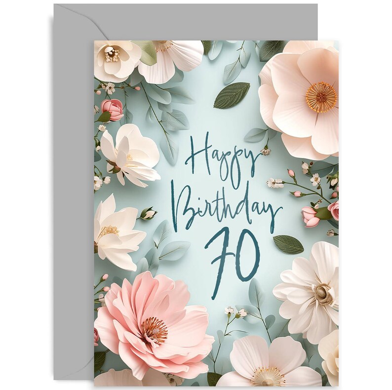 Female 70th Birthday Card for Women - Sweet Floral Age Milestone ...