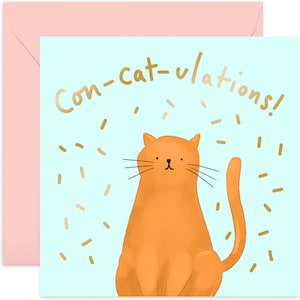 Con-cat-ulations Card - Good News Card - Celebration Greeting Card - Card For Friends & Family - Congratulations Card - Fun Card - Congrats
