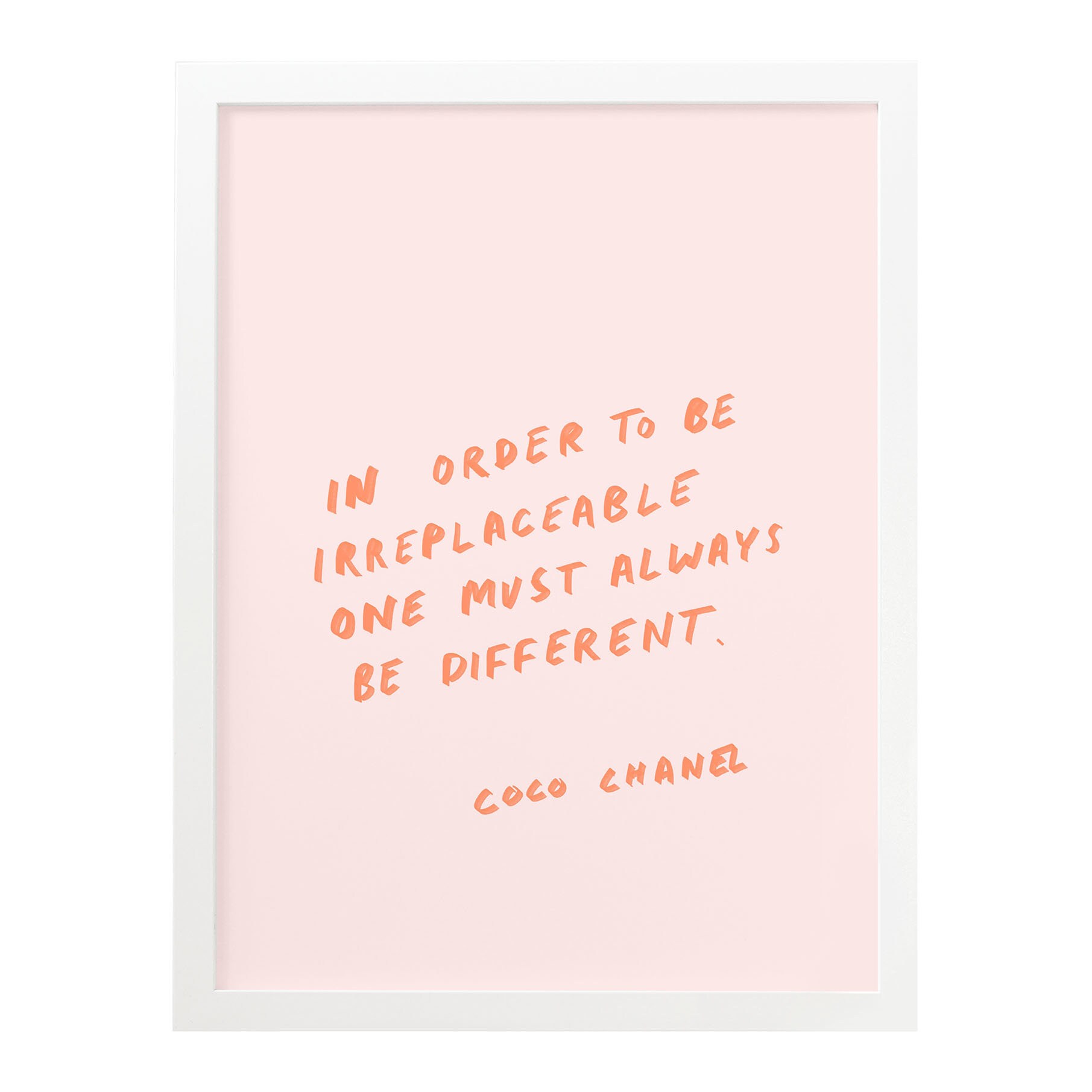To Be Irreplaceable Coco Chanel Print - Coco Chanel's Quote Typography  Print - Hand Lettered Print