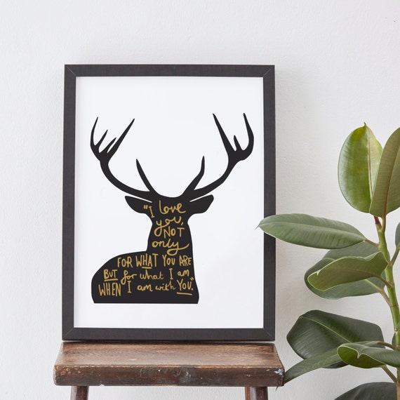 Amour Citation Cerf Impression Cerf Woodland Print Etsy