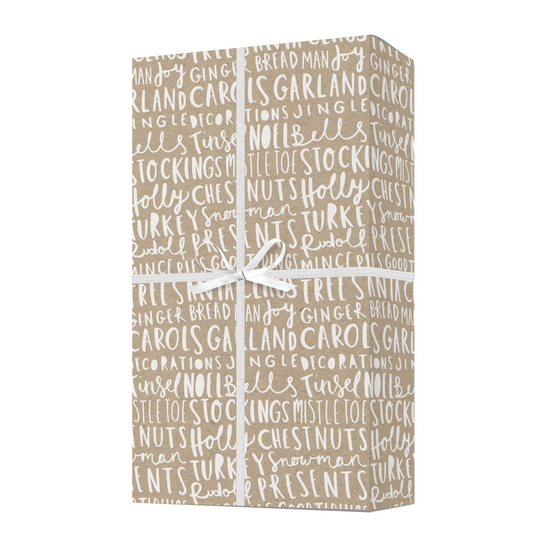 SALE: Christmas Typography Gift Wrap Hand Lettered Christmas - Etsy UK