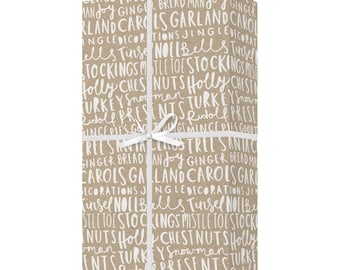 SALE: Christmas Typography Gift Wrap - Hand lettered Christmas Wrapping Paper - Christmas gift - D/C