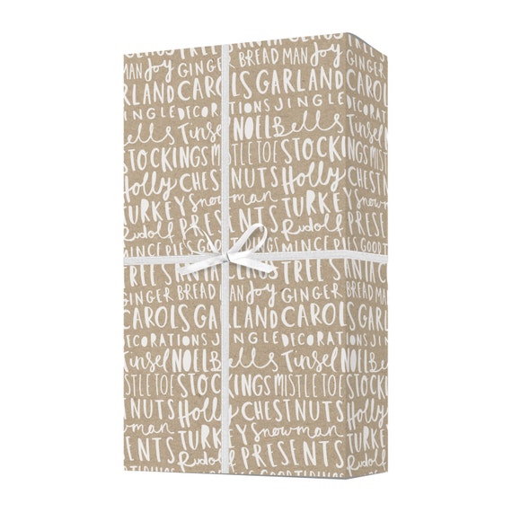 SALE: Christmas Typography Gift Wrap Hand Lettered Christmas Wrapping Paper  Christmas Gift D/C 