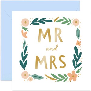 Mr & Mrs Floral Wedding Card - Wedding Card - Just Married Card - Card For Wedding Day - Wedding Card - Newly Weds Card - Card for Couple