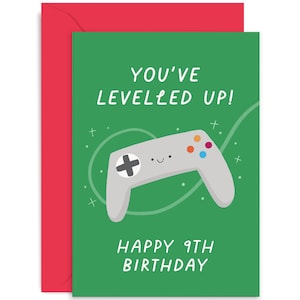Levelled Up Gaming 9th Birthday Card - Birthday Card for Him - Birthday Card - Gamer Birthday Card - 9th Birthday - Boys Birthday