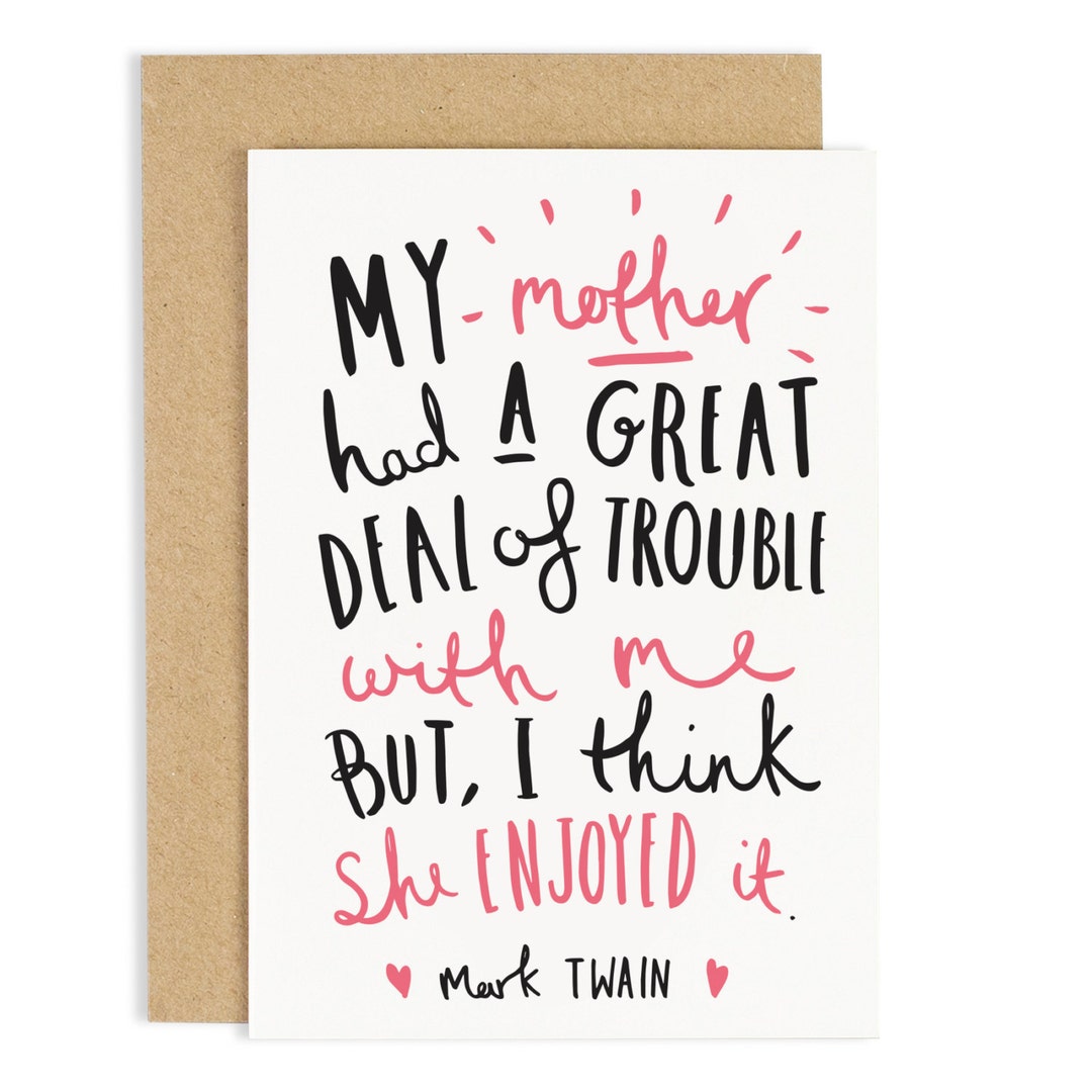 Mark Twain Quote Mother's Day Card Card for Mom - Etsy