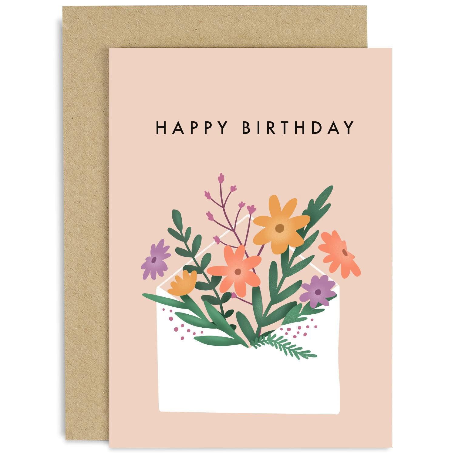 Old English Co. Carte D'anniversaire 21 Ans Pour Femme – Carte D'anniversaire Pour Elle – Carte D'anniversaire Spéciale Pour Fille, Sœur, Petite-fille – Couronne Florale | Intérieur Vierge