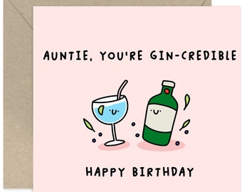 Wife, You're Gin-Credible Birthday Card - Happy Birthday Card - Funny Birthday Card - Funny Card For Wife - For Her - Gin Lover Card