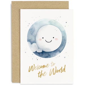 Welcome To The World Moon Card - Congratulations Card - New Baby Card - Baby Shower Card - Baby Card - Card For New Parents - Cute Card