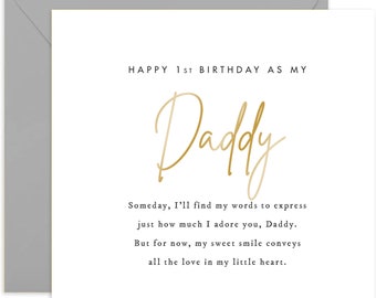 Happy 1st Birthday As My Daddy Card - Birthday Card For Daddy - Cute Birthday Card - Happy Birthday Daddy Card - Card From Child