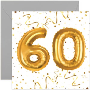 60th Birthday Gold Balloons Card - Happy 60th Birthday Card - 60th Birthday Card - Celebration Card - Funny Card - Birthday Balloon Card