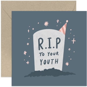 RIP To Your Youth Birthday Card - Fun Birthday Card - Joke Birthday Card - Funny Birthday Card - Square Birthday Card - Age Joke Card