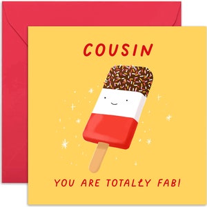 Cousin Totally Fab Joke Card - Birthday Card for Cousin - Funny Card for Cousin - Cousin Joke Card - Funny Card - For Him - For Her