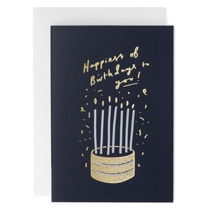 Cake and Tall Birthday Candles Greeting Card - Gold Foil Card - Say Hello Collection - Birthday Card - Birthday Foiled Card - CCSH04