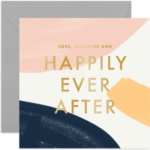Happily Ever After Brushwork Card - Anniversary Card for Her and Him - Cute Wedding Greeting Card - Card for Her - Card for Him - Wedding