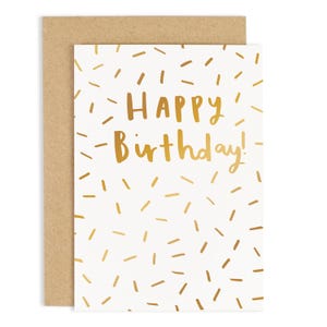 Happy Birthday Confetti Card - Birthday Card - Birthday Confetti Card - Gold Foil Card - CC107