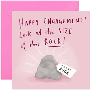 Happy Engagement Rock Card - Fun Engagement Card - Engagement Card - Card For Friends and Family - Congratulations Card - Engagement