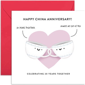 20th Wedding Anniversary Card - Wedding Anniversary Card - Couple Card - Anniversary Card - Card for Couple - Cute Card - China Anniversary